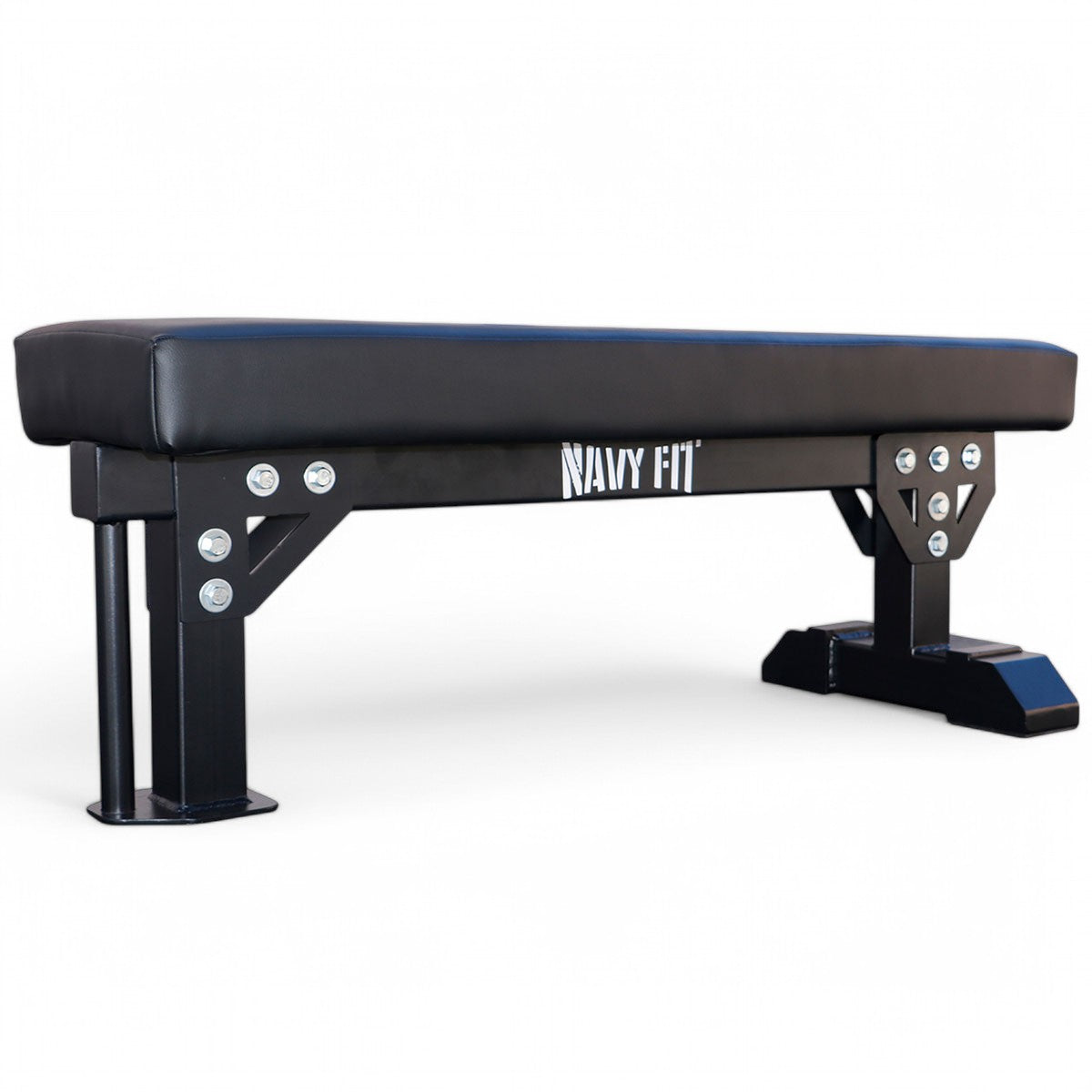 Banco plano Fat Pad Navyfit con respaldo de 27 pulgadas y almohadilla especializada para entrenamientos intensos.