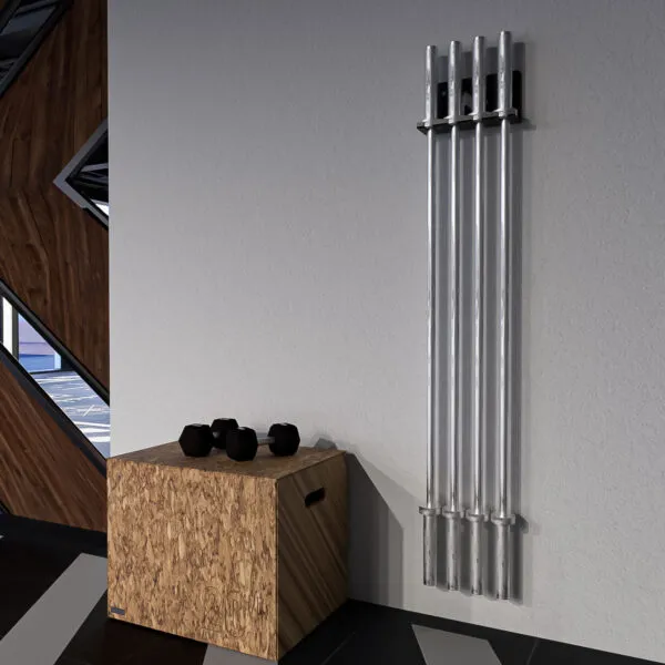 Almacenador de Pared para 4 Barras Navyfit en acero reforzado para organización vertical segura