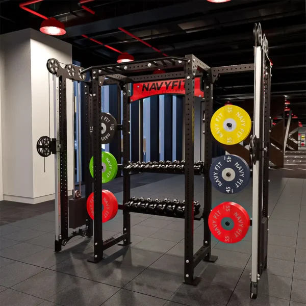 Rack Apex Navyfit, diseñado para soportar cargas pesadas y ofrecer versatilidad en entrenamientos de fuerza.