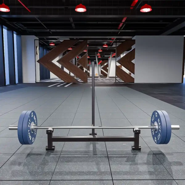 Deadlift Jack Bar Navyfit en acero resistente, herramienta ergonómica para levantar y cambiar discos olímpicos.