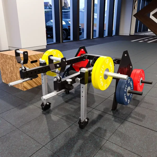 Multiflex Navyfit, máquina multifuncional con brazos flotantes y limitadores ajustables para entrenamientos completos.