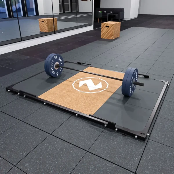 Plataforma para levantamiento Navyfit 118 x 68.8 en acero calibre 11 con superficie de caucho de alto impacto