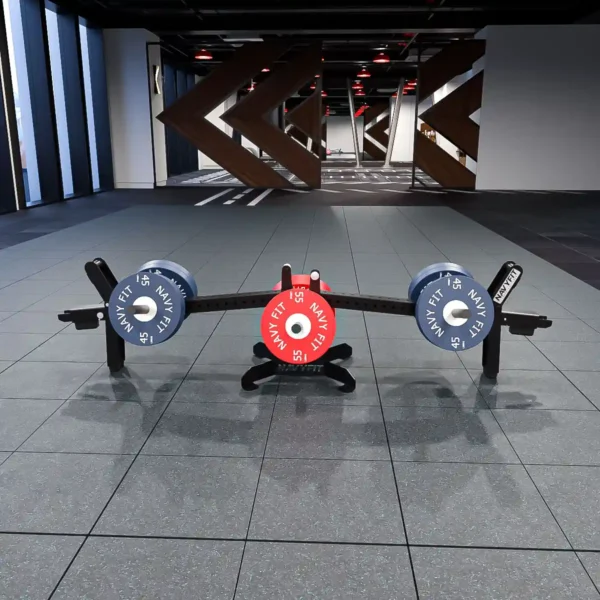 J-Squat Doble Navyfit de acero resistente, equipo ergonómico para sentadillas y rutinas de fuerza intensiva.