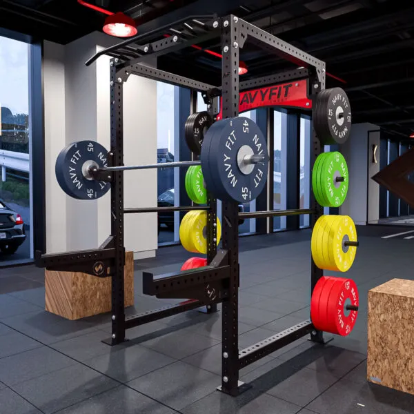 Safety Pipe Navyfit con sistema pin & pipe de acero sólido para racks 3x3 en levantamientos pesados